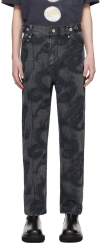 Feng Chen Wang Black Dragon Jeans In Black