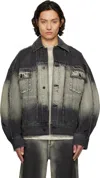 Feng Chen Wang Black Gradient Denim Jacket In Black Gradient