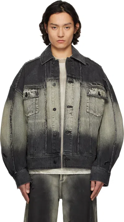 Feng Chen Wang Black Gradient Denim Jacket