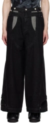 Feng Chen Wang Black Paneled Jeans In Black