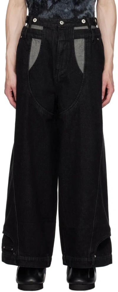Feng Chen Wang Black Paneled Jeans