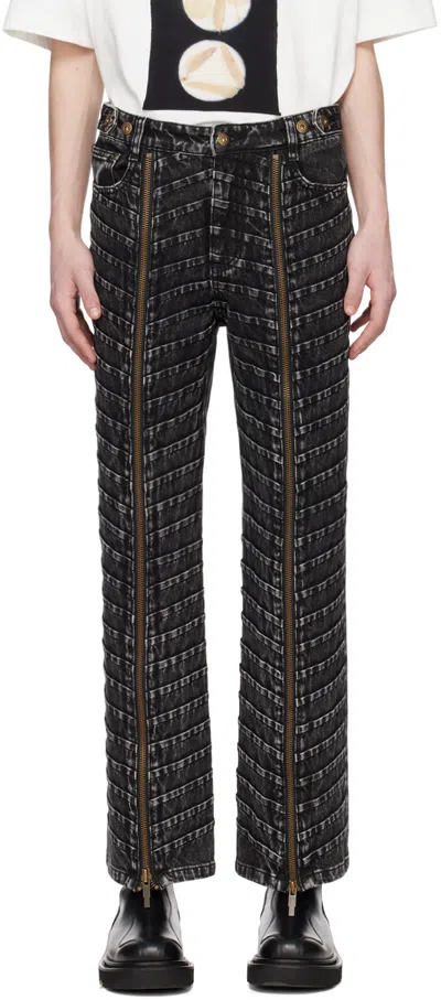 Feng Chen Wang Black Pleated Jeans