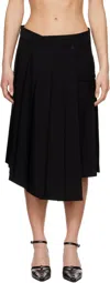 Feng Chen Wang Black Pleated Midi Skirt In Black