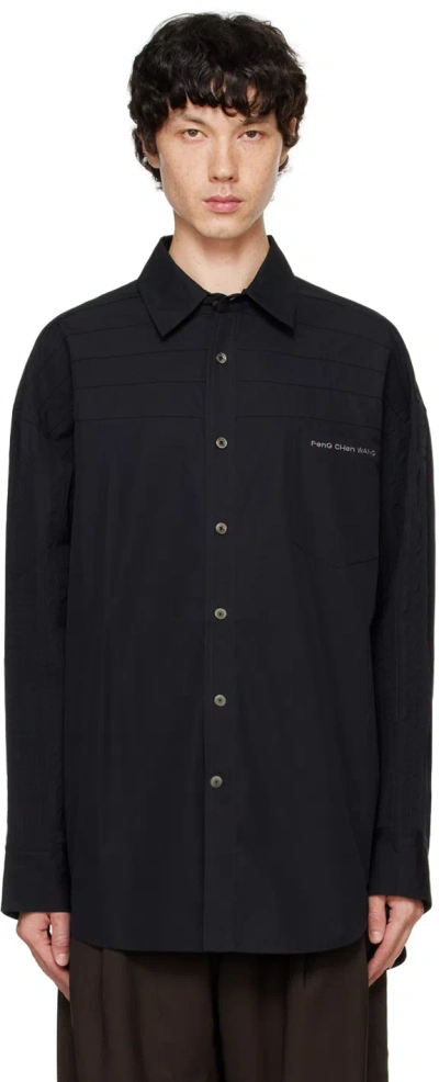 Feng Chen Wang Black Pleated Shirt