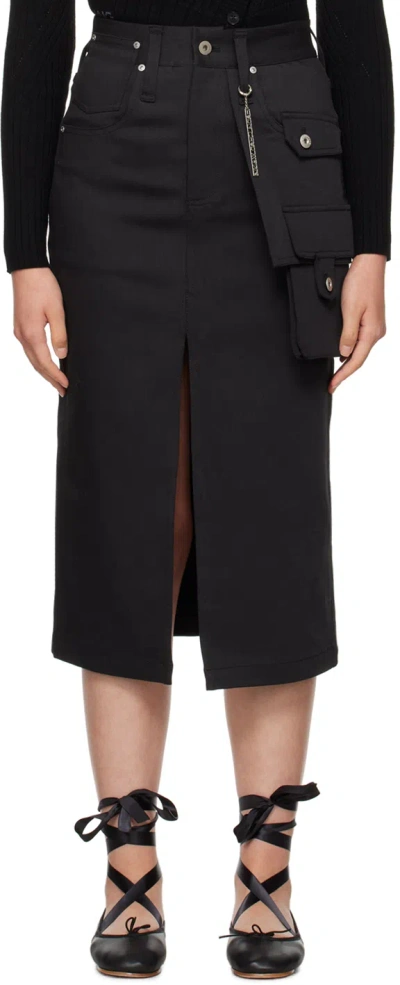 Feng Chen Wang Black Vented Midi Skirt