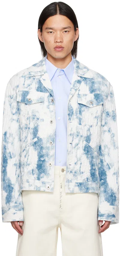 Feng Chen Wang Blue & White Printed Jacket In Blue/white