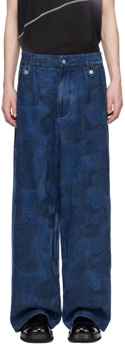 Feng Chen Wang Blue Dragon Denim Trousers