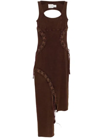 Feng Chen Wang Braided Dress In Brown