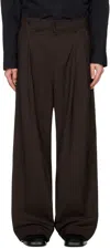 FENG CHEN WANG BROWN DECONSTRUCTED TROUSERS