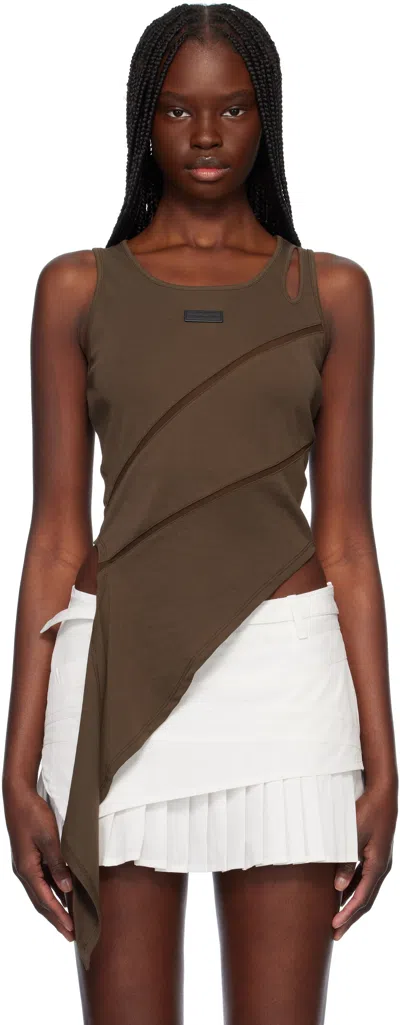 Feng Chen Wang Brown Patchwork Tank Top In Dark Brown