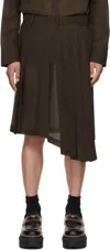 Feng Chen Wang Brown Pleated Skirt In Brown