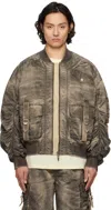 Feng Chen Wang Brown Sandwashed Utility Bomber Jacket In Brown