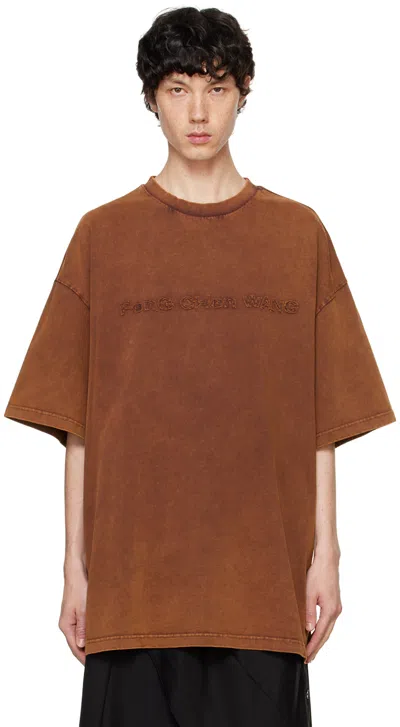 Feng Chen Wang Brown Washed Logo T-shirt In 褐色