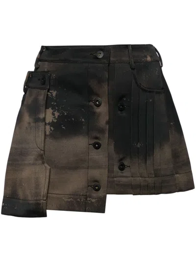 Feng Chen Wang Brushed Skirt In Black
