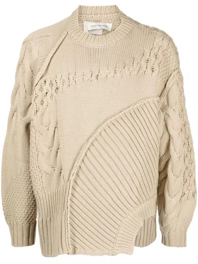 Feng Chen Wang Cable-knit Long-sleeve Cardigan In Brown