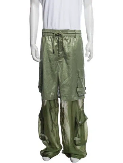 Pre-owned Feng Chen Wang Cargo Pants In Green