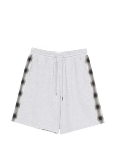 Feng Chen Wang Checked-panel Track Shorts In White