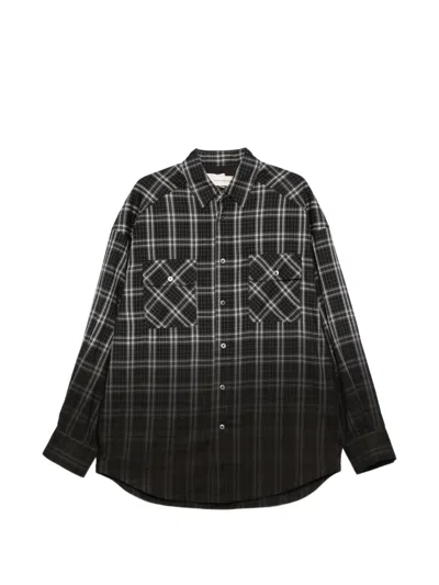 Feng Chen Wang Checked Pocket Shirt In Black