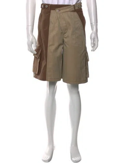 Pre-owned Feng Chen Wang Colorblock Pattern Cargo Shorts In Neutrals