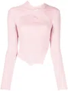 Feng Chen Wang Cut-out Detailing Ribbed-knit Jumper In Pink