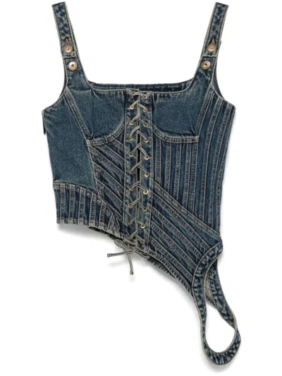 Feng Chen Wang Deconstructed Corset Top In Blue