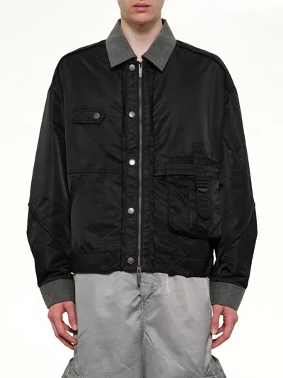 Feng Chen Wang Deconstructed Nylon Jacket In Black