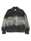Feng Chen Wang Black Gradient Denim Jacket In Black