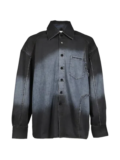Feng Chen Wang Gradient-effect Fringed Shirt In Black