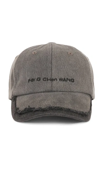 Feng Chen Wang Denim Spliced Baseball Cap In Grey