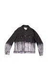 Feng Chen Wang Disstressed-effect Tie-dye Denim Jacket In Black