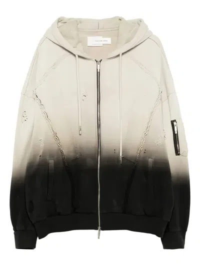 Feng Chen Wang Distressed Zip-up Hoodie In Neutral