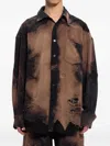 Feng Chen Wang Distressed-effect Checked Shirt In Brown