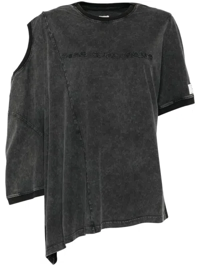 Feng Chen Wang Black Deconstructed Double Collar T-shirt