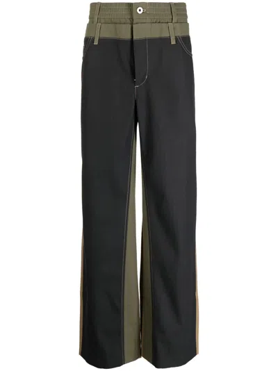 Feng Chen Wang Double-waistband Detail Trousers In Black