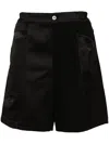 Feng Chen Wang Dragon-jacquard Patchwork Shorts In Black