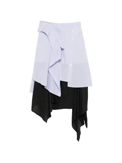 Feng Chen Wang Draped Panel Midi Skirt In Blue