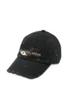 Feng Chen Wang Embroidered Distressed Cap In Black