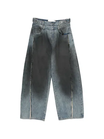 Feng Chen Wang Faded Wide Trousers In Black