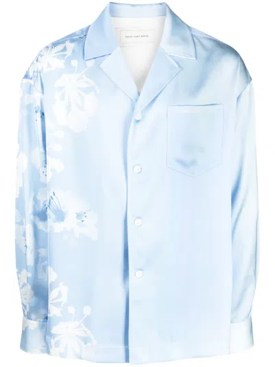Feng Chen Wang Blue Gradient Floral Shirt In Blau