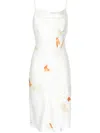Feng Chen Wang Floral-print Silk Midi Dress In Weiss
