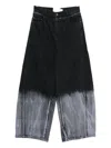 Feng Chen Wang Frayed Dip-dye Trousers In Black