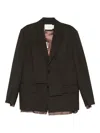 Feng Chen Wang Frayed-hem Layered Blazer In Green