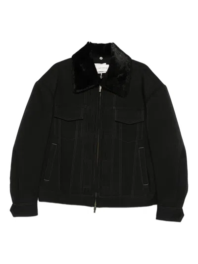 Feng Chen Wang Fur-collar Zip-up Jacket In Black