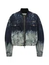 Feng Chen Wang Gradient Distressed-effect Denim Jacket In Blue