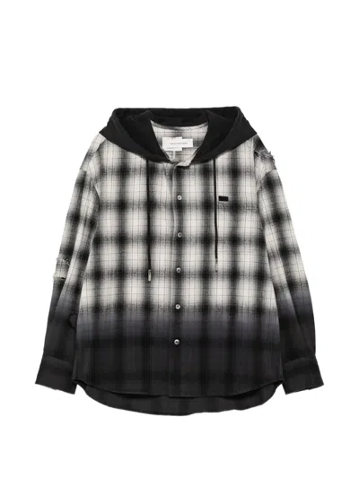 Feng Chen Wang Gradient-effect Plaid-pattern Hooded Shirt In Multi