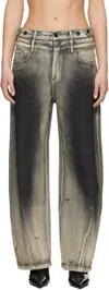 Feng Chen Wang Gray Deconstruction Washed Jeans In Black Gradient