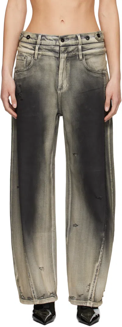 Feng Chen Wang Gray Deconstruction Washed Jeans In Black Gradient