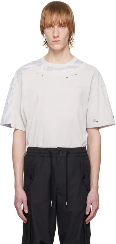 Feng Chen Wang Gray Distressed T-shirt In Grey