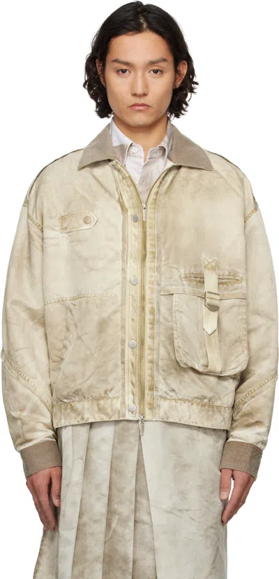 Feng Chen Wang Gray Sandwashed Nylon Jacket In Sandwashed Grey
