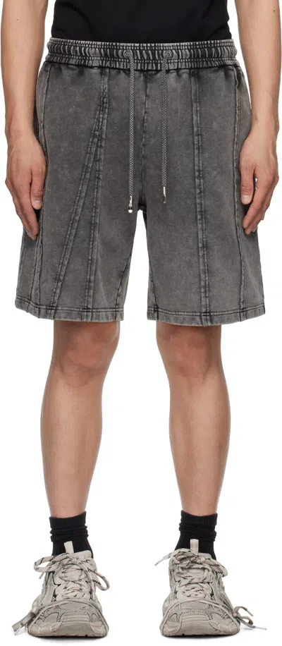 Feng Chen Wang Gray Tie Dyed Shorts In Grey